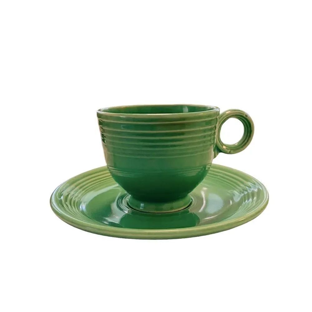 Vintage 30's Fiestaware Teacup and Saucer Light Green
